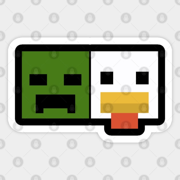 Zombie & Chicken Pixel Art Chicken-Jockey Sticker by Megadorim